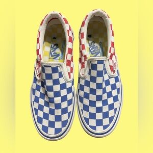 Vans Classic Slip-On Checkerboard Red/Blue M Size 5 W Size 6.5